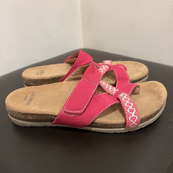 Earth Origins Nubuck Toe Post Sandals Ossi Raspberry‎ Size 6.5 Women's - Picture 2 of 9